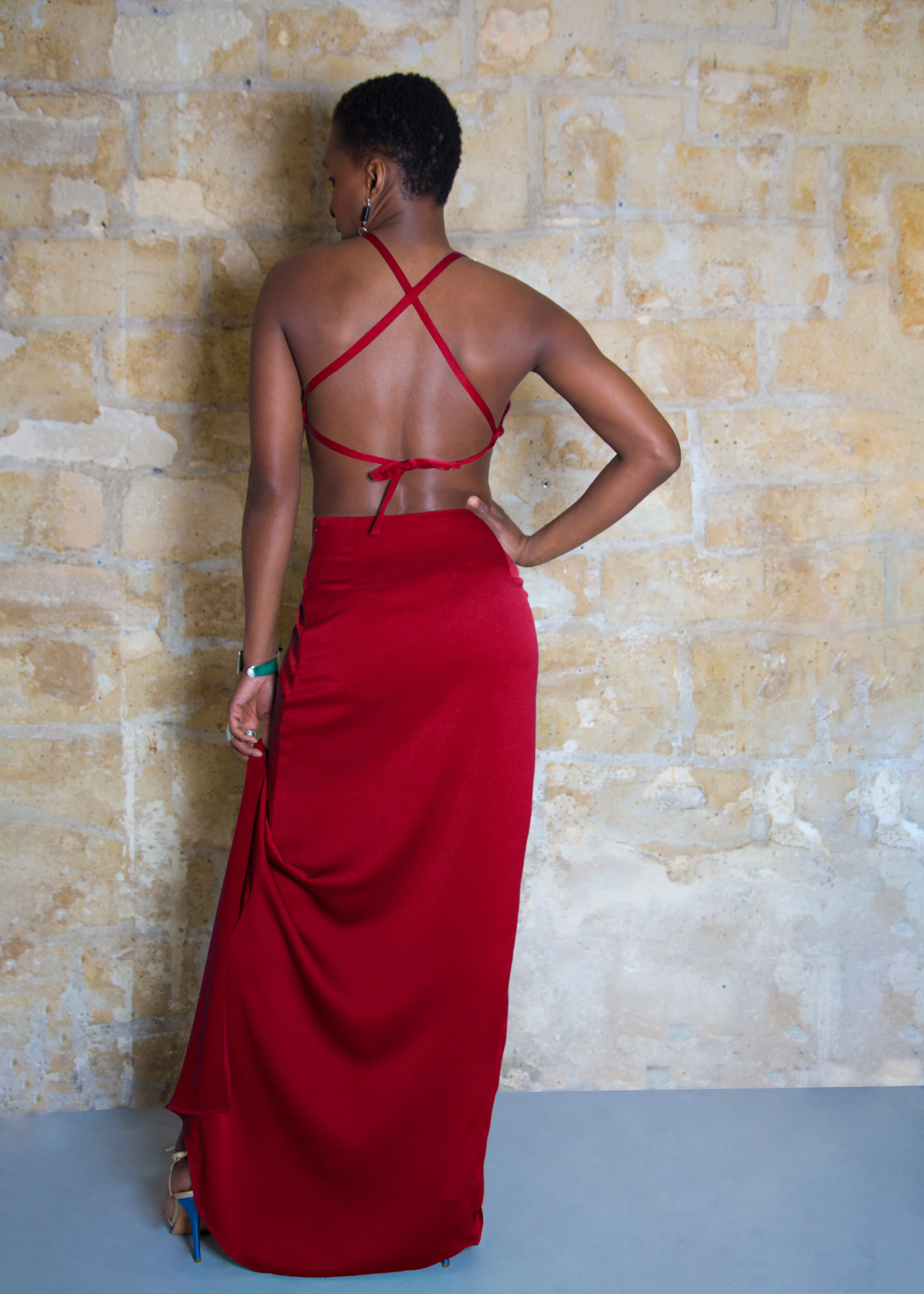 "JADE" MAXI SKIRT, CRIMSON RED