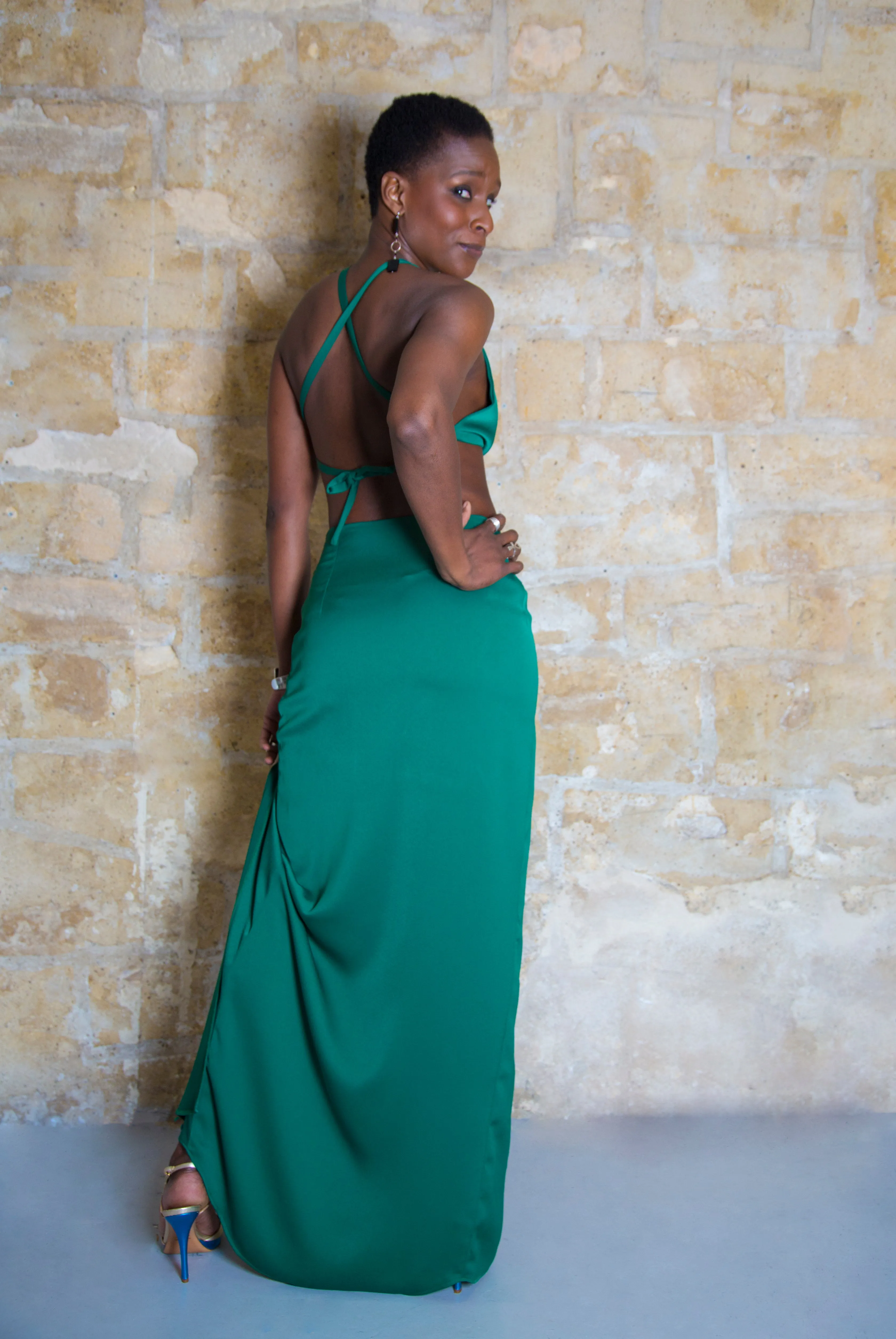 "JADE" MAXI SKIRT, EMERALD GREEN