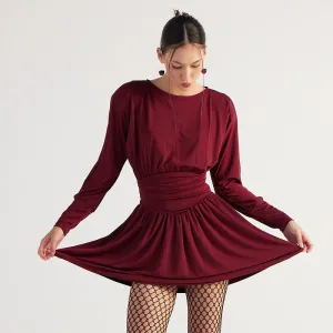 REALAIOT F24DS250 2025 women's clothing solid color retro temperament long sleeve waist pleated short skirt New wholesale
