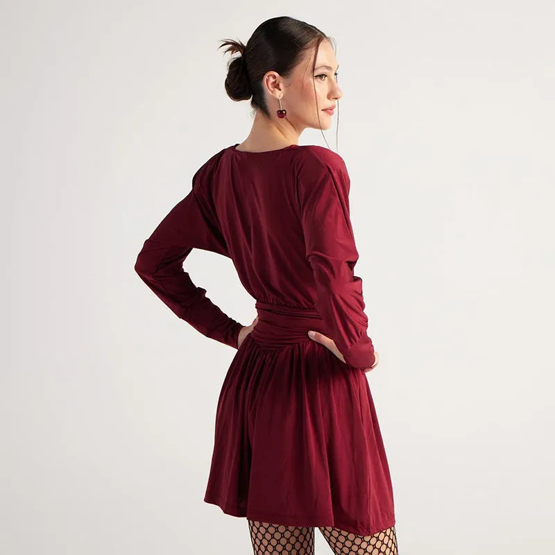 REALAIOT F24DS250 2025 women's clothing solid color retro temperament long sleeve waist pleated short skirt New wholesale