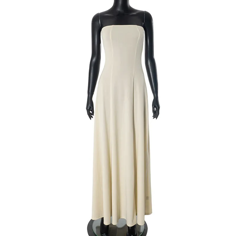 REALAIOT  Sanhu Lianjiang F24DS352 2025 women's clothing solid color tube top waist super pendulum elegant temperament dress wholesale