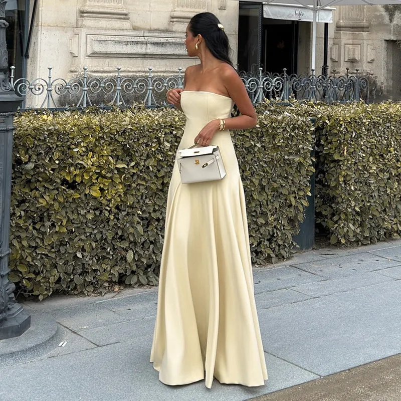 REALAIOT  Sanhu Lianjiang F24DS352 2025 women's clothing solid color tube top waist super pendulum elegant temperament dress wholesale