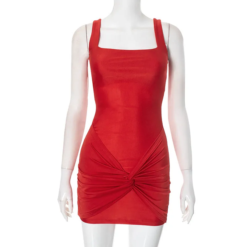 REALAIOT  Sanhu Lianjiang H24DS304 2025 women's clothing square collar sleeveless slim kink elegant temperament hip skirt wholesale