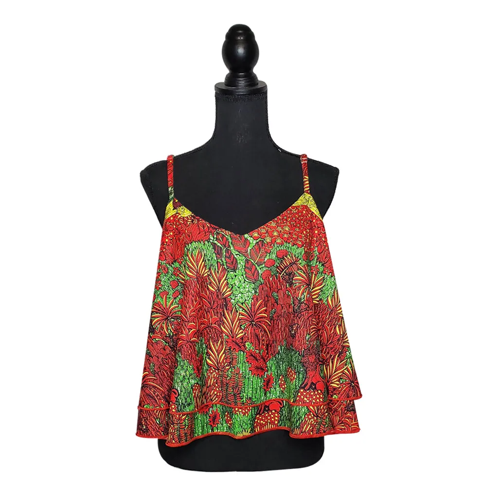 Red Jungle Chiffon Top