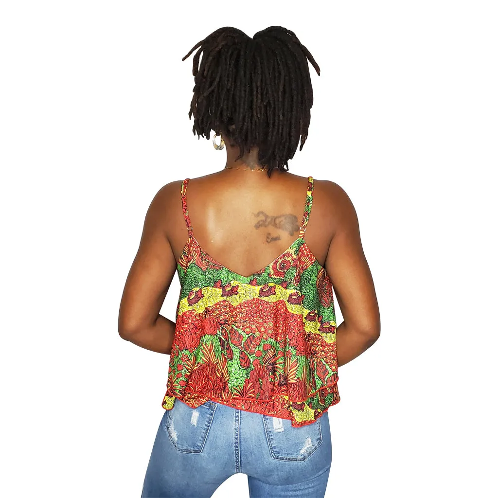 Red Jungle Chiffon Top