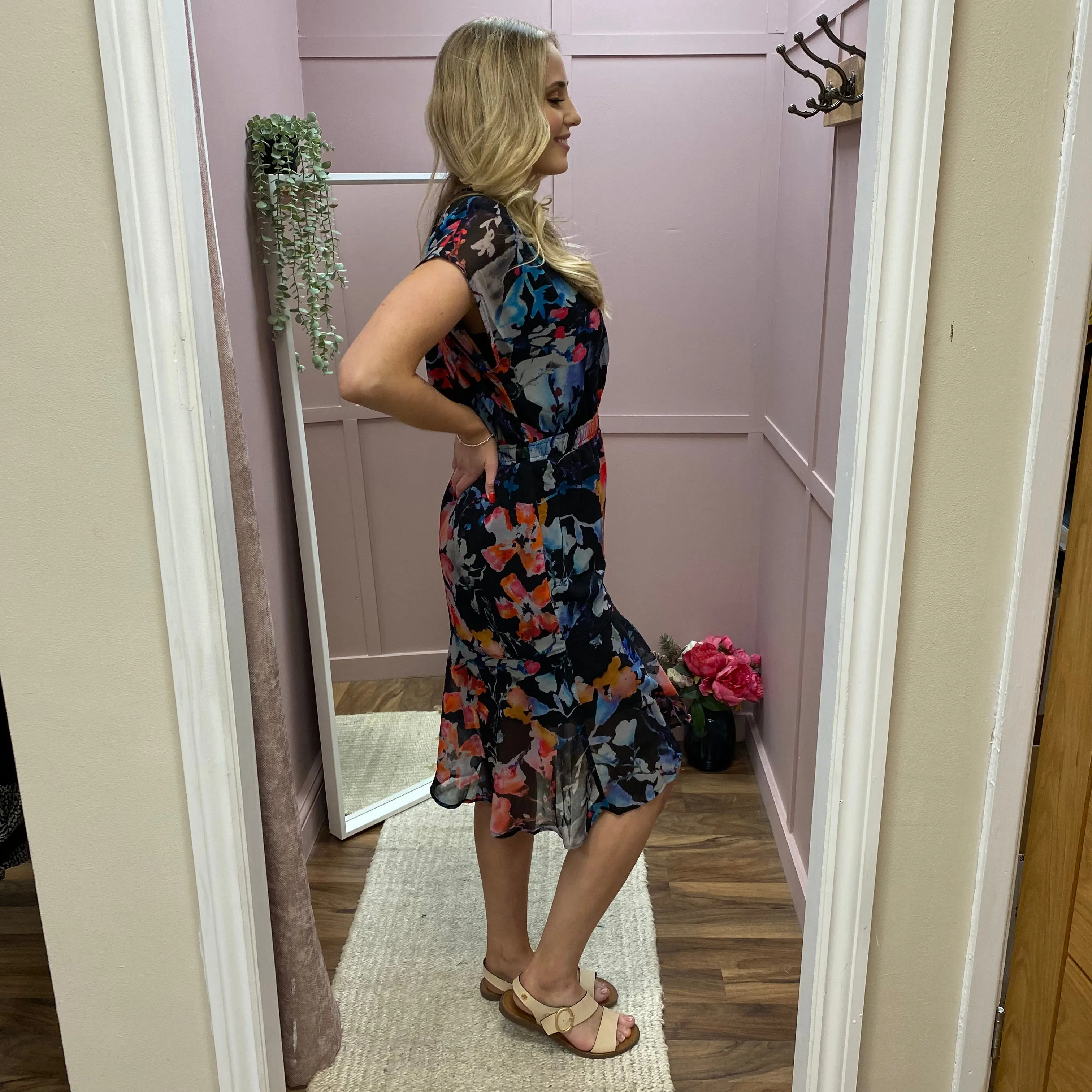 Religion Channel Dress in Black&Brights Print