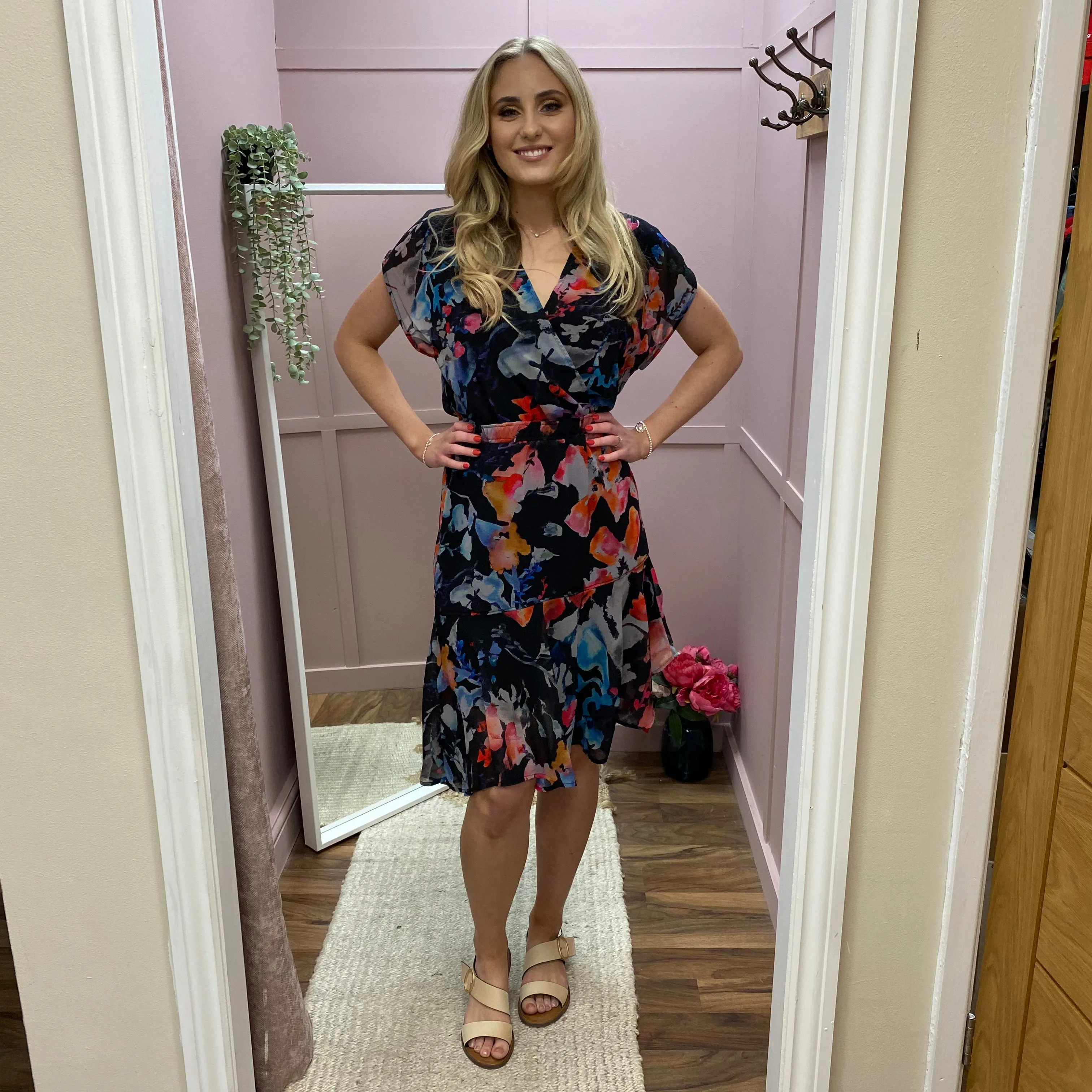 Religion Channel Dress in Black&Brights Print