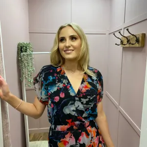 Religion Channel Dress in Black&Brights Print