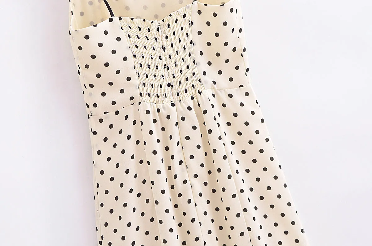 Retro Dots Printing Slip Dress