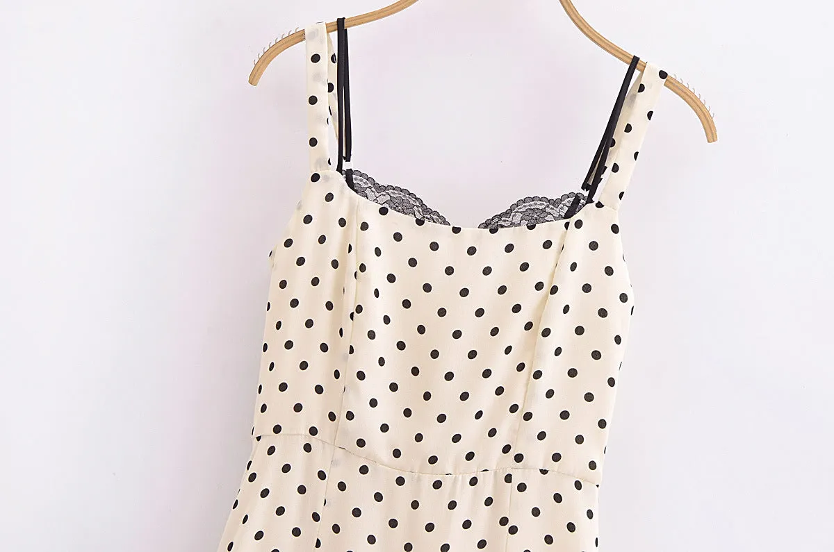 Retro Dots Printing Slip Dress