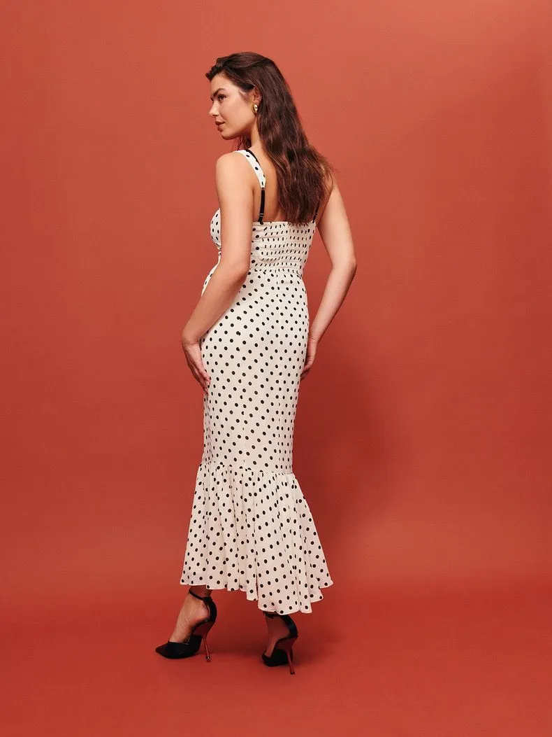 Retro Dots Printing Slip Dress