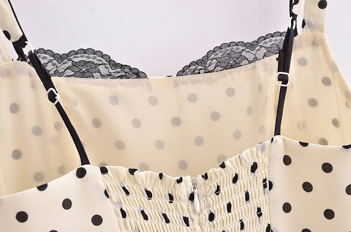 Retro Dots Printing Slip Dress