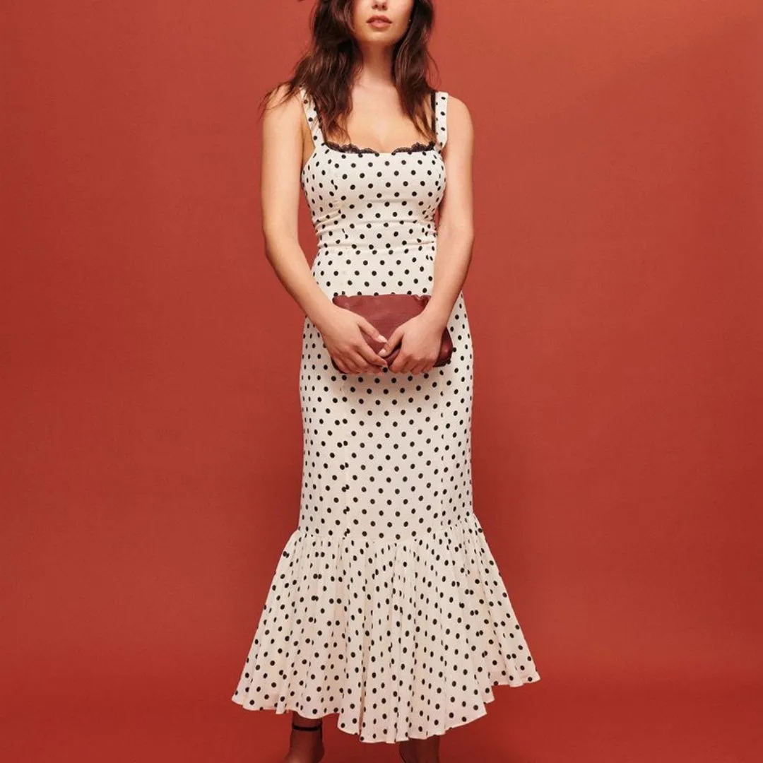 Retro Dots Printing Slip Dress