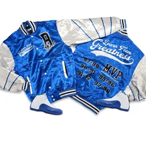 RETRO LABEL LEARN FROM GREATNESS SATIN JACKET (RETRO 12 Retro Blueberry)
