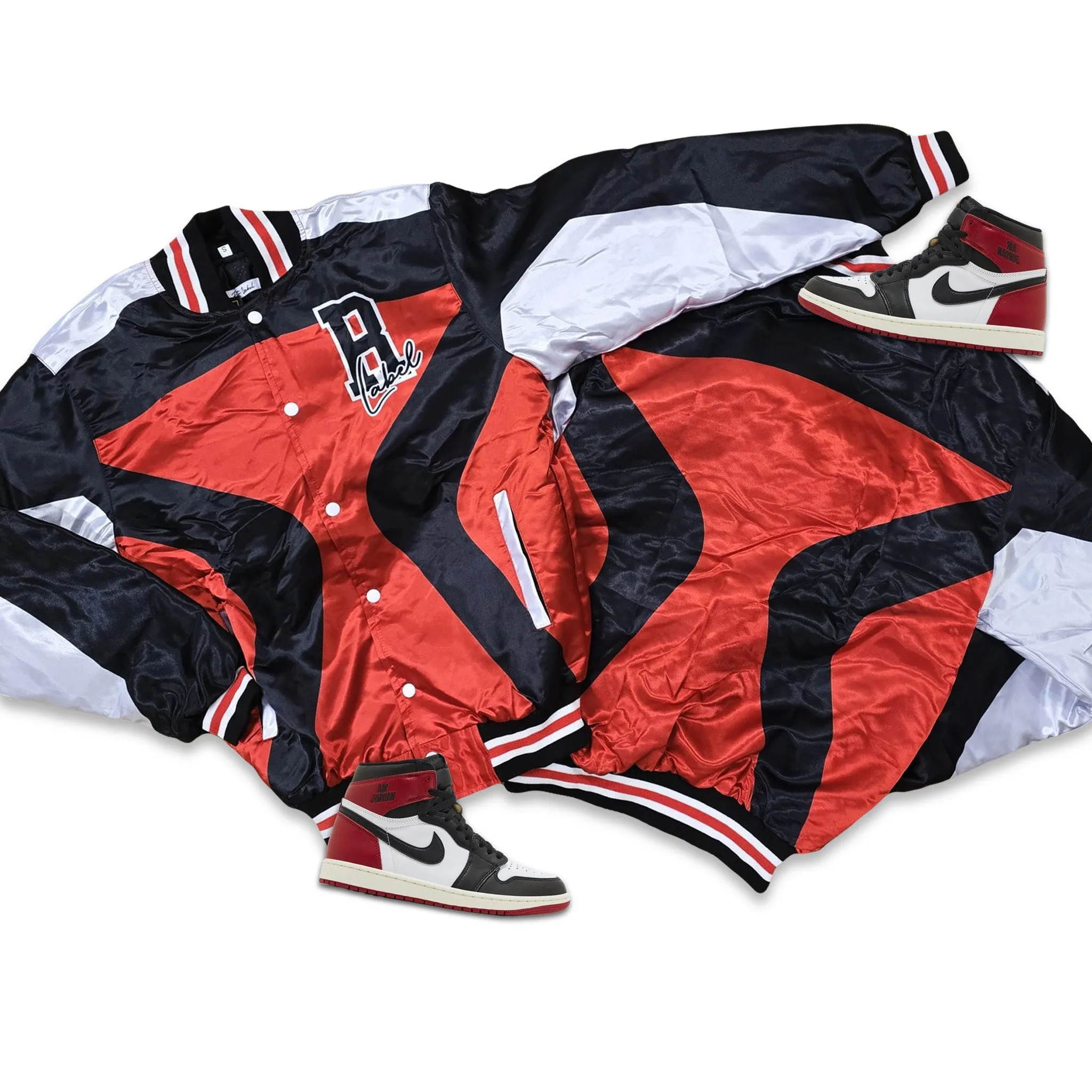 RETRO LABEL reimagined SATIN JACKET (RETRO 1 High OG Black Toe Reimagined)