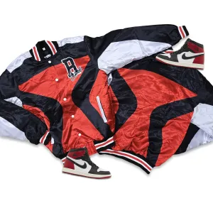 RETRO LABEL reimagined SATIN JACKET (RETRO 1 High OG Black Toe Reimagined)