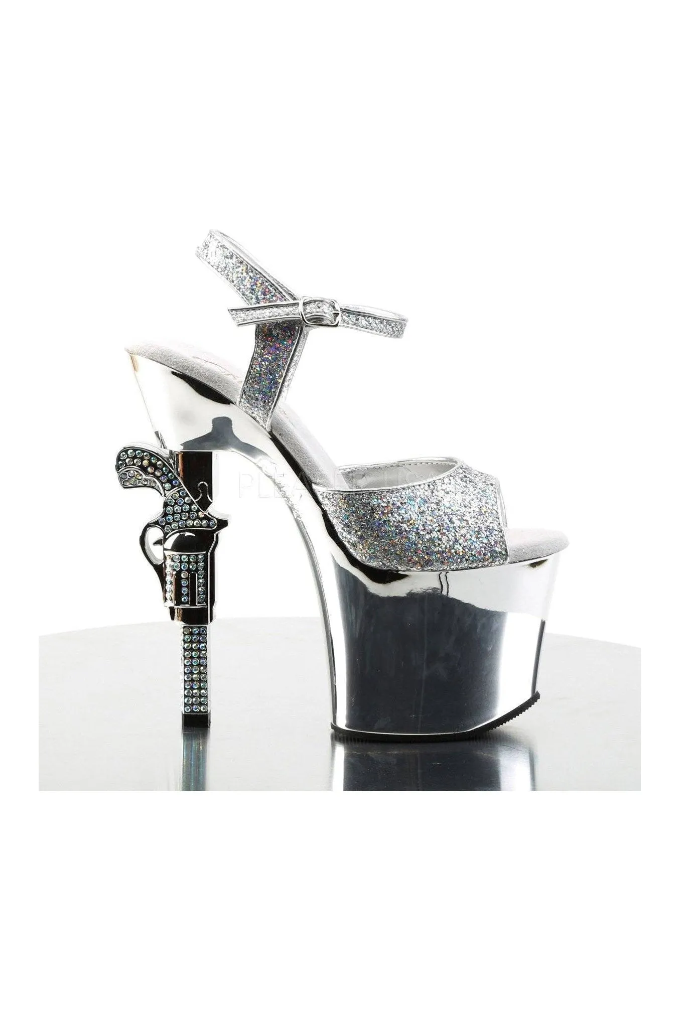 REVOLVER-709G Platform Sandal  | Silver Glitter