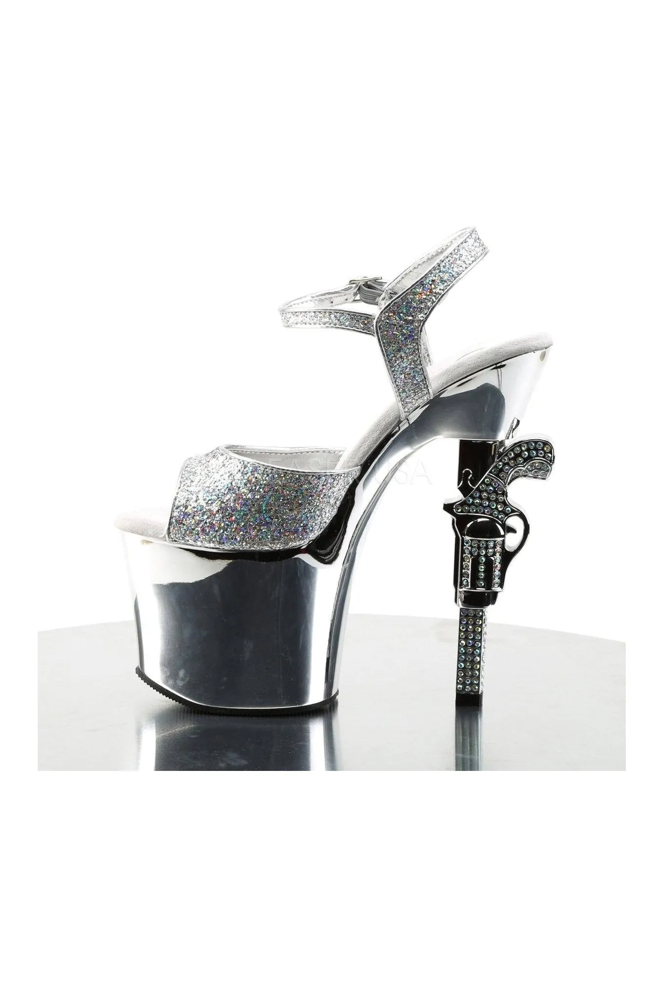 REVOLVER-709G Platform Sandal  | Silver Glitter