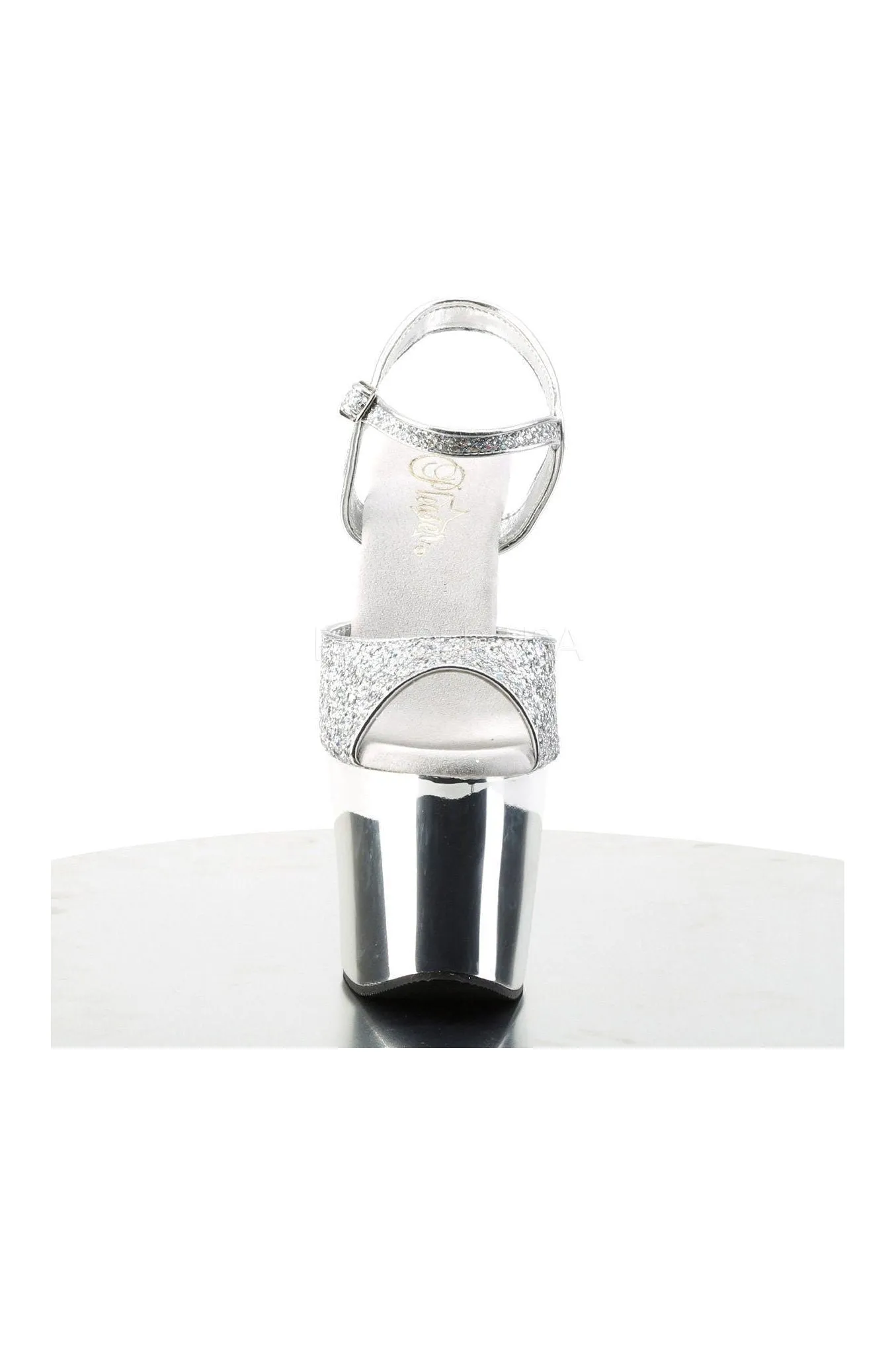 REVOLVER-709G Platform Sandal  | Silver Glitter