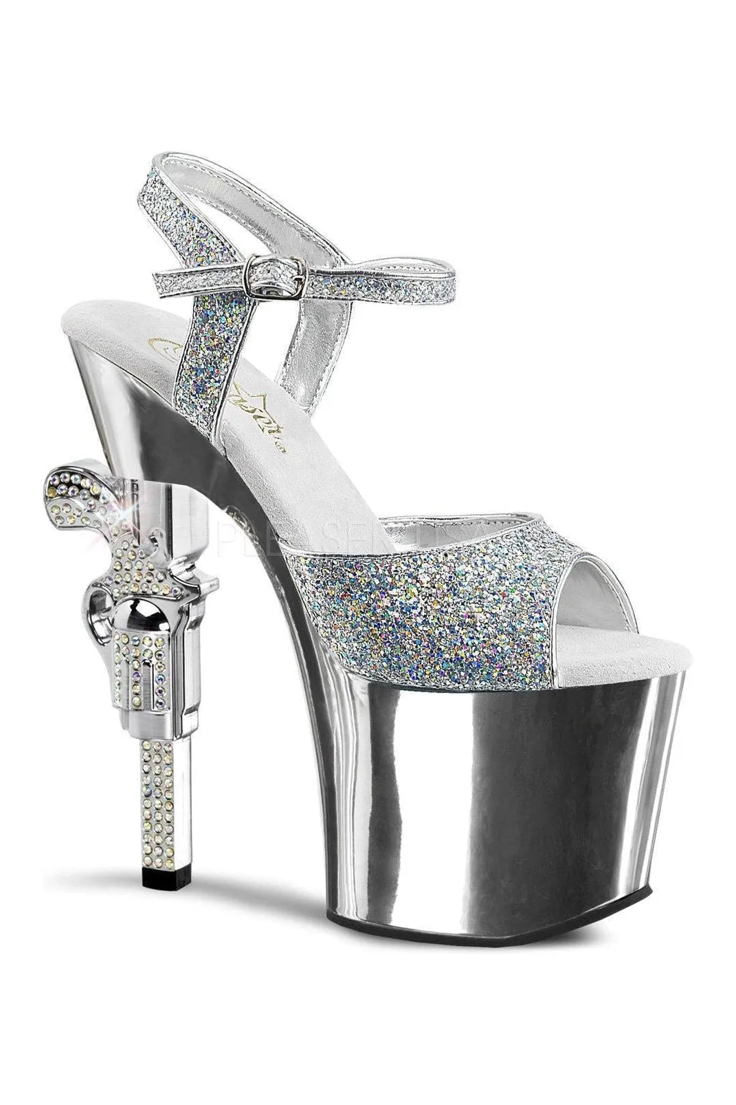 REVOLVER-709G Platform Sandal  | Silver Glitter
