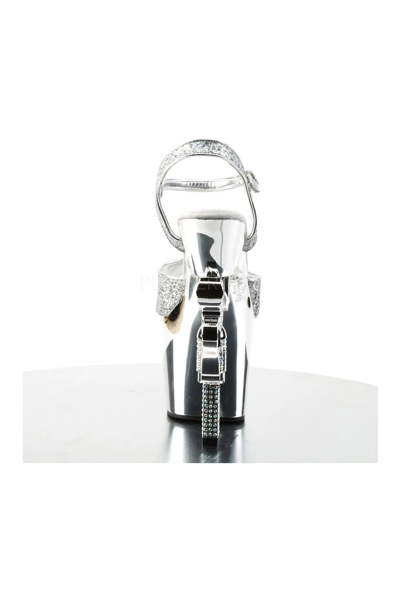 REVOLVER-709G Platform Sandal  | Silver Glitter
