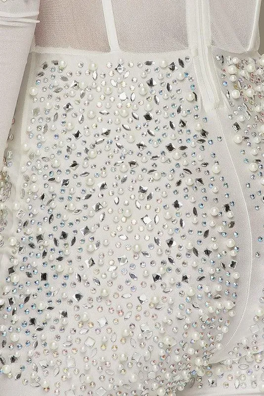 RHINESTONE AND PERALS JUMPSUITS