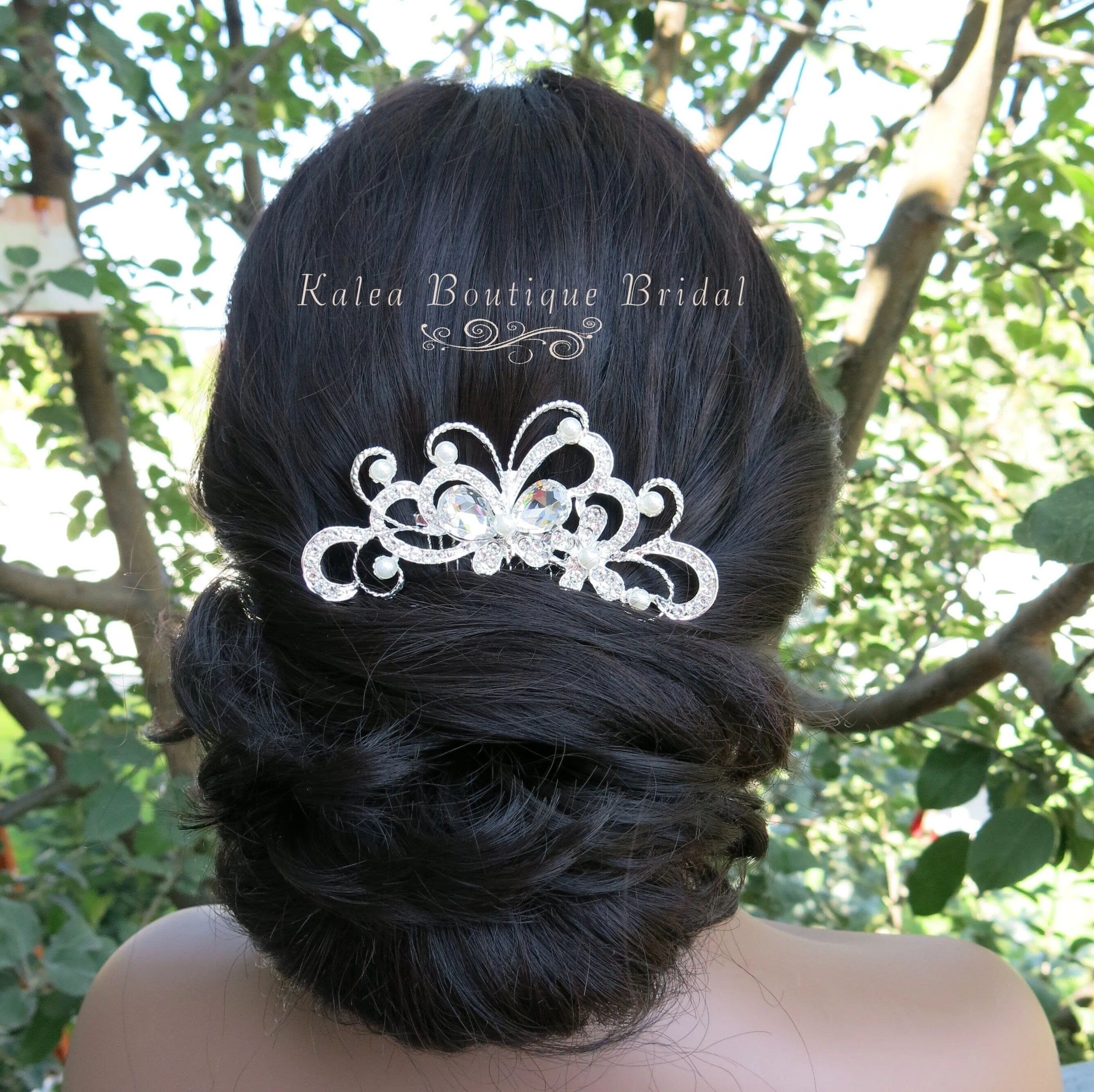 Rhinestone Butterfly Crystal Wedding Hair Comb, Bridal Crystal Butterfly Hairpin Headpiece for Bride