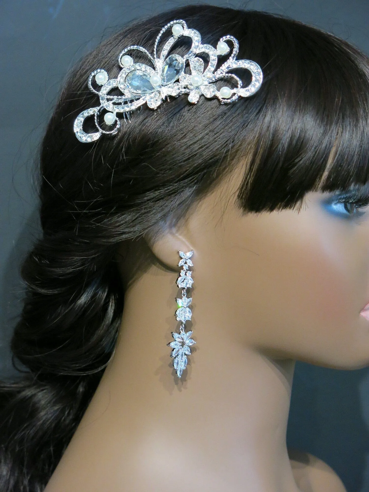 Rhinestone Butterfly Crystal Wedding Hair Comb, Bridal Crystal Butterfly Hairpin Headpiece for Bride