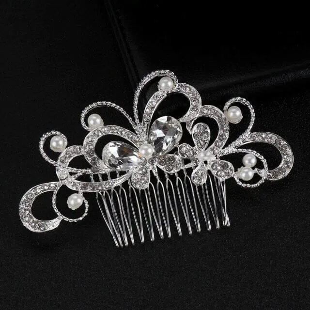 Rhinestone Butterfly Crystal Wedding Hair Comb, Bridal Crystal Butterfly Hairpin Headpiece for Bride