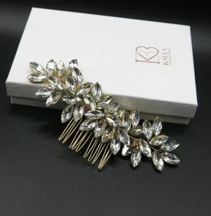 Rhinestone Crystals Gold Hair Comb, Wedding Gem Hairpiece, Bridal Party Rhinestone Hairpin
