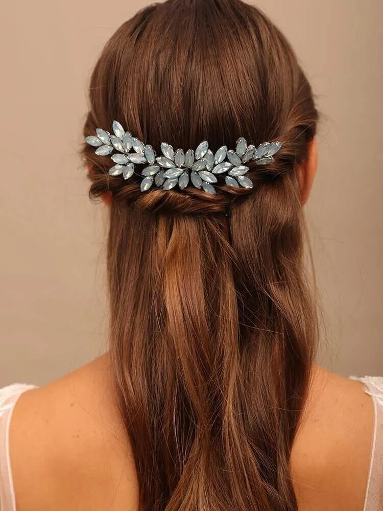 Rhinestone Crystals Gold Hair Comb, Wedding Gem Hairpiece, Bridal Party Rhinestone Hairpin