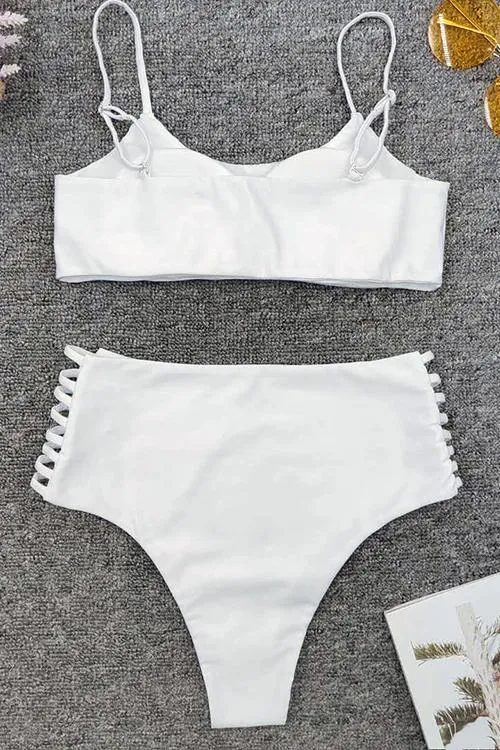 Rhinestone High Waist Bikini Set