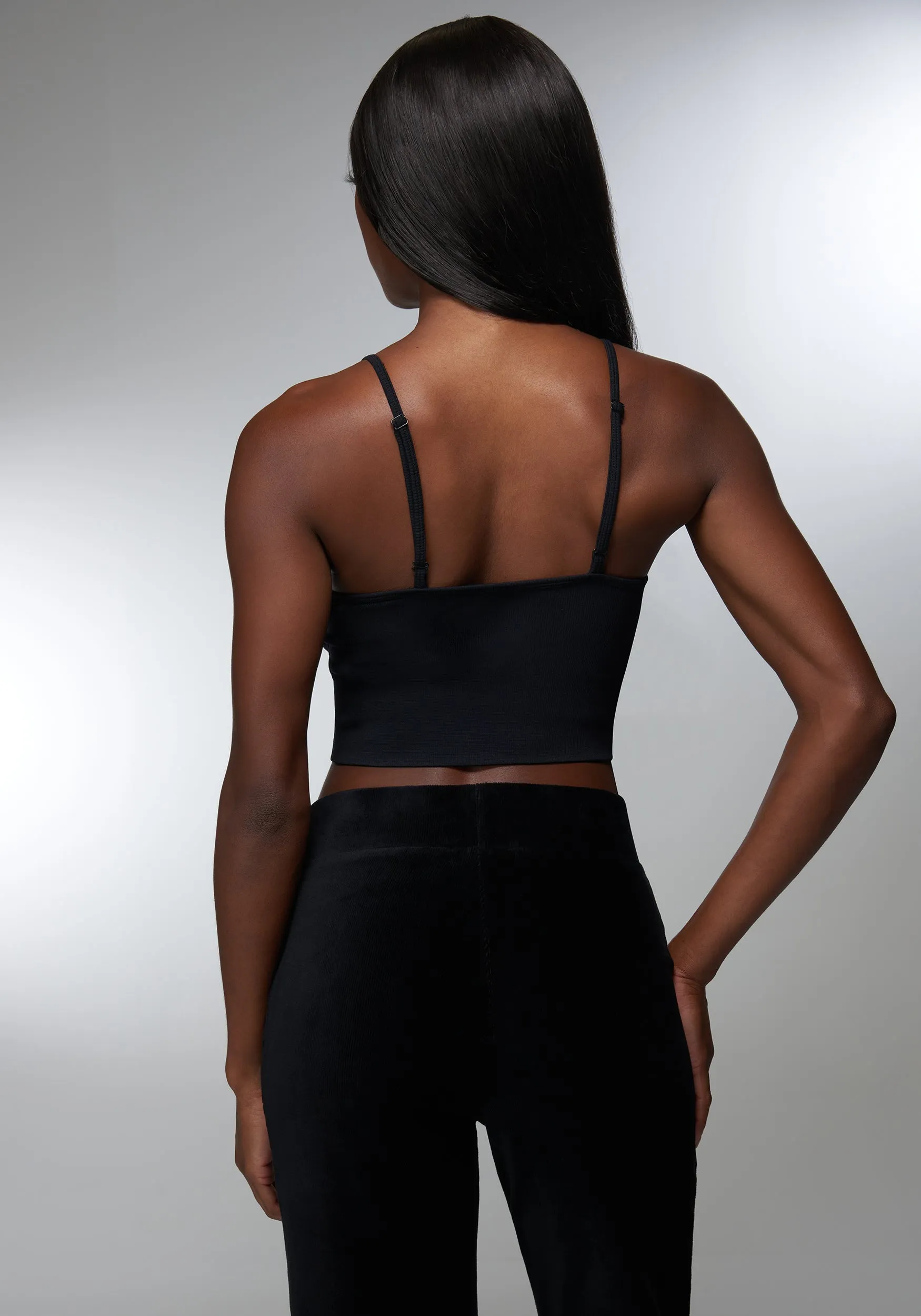 Rhinestone Logo V Neck Bra Tank