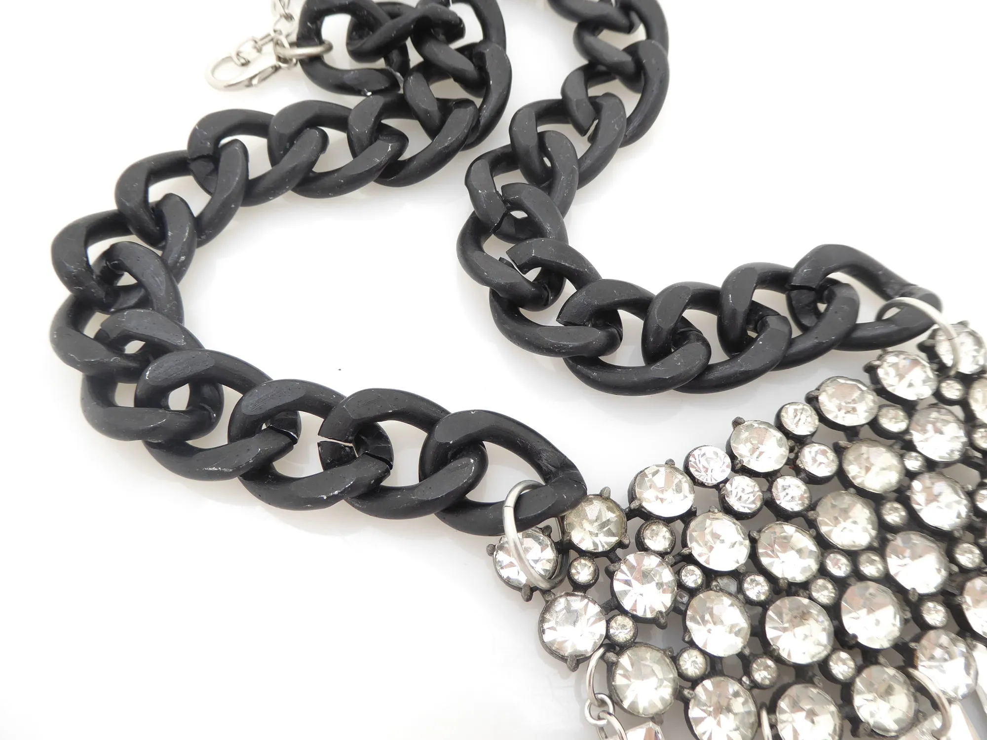 Rhinestone moon cluster necklace