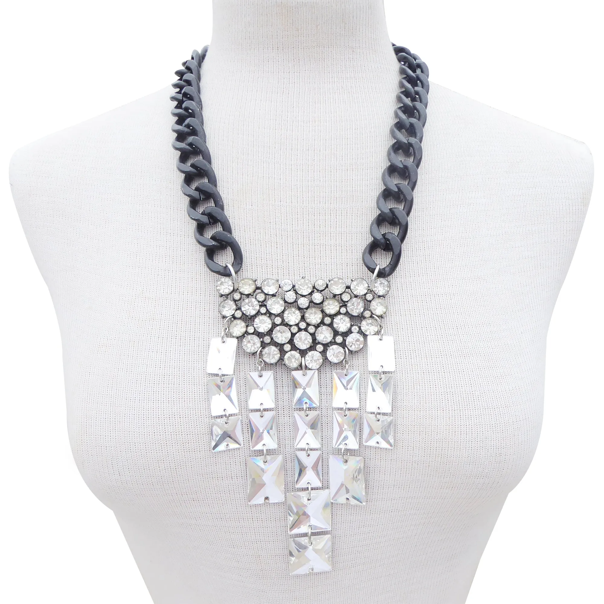 Rhinestone moon cluster necklace