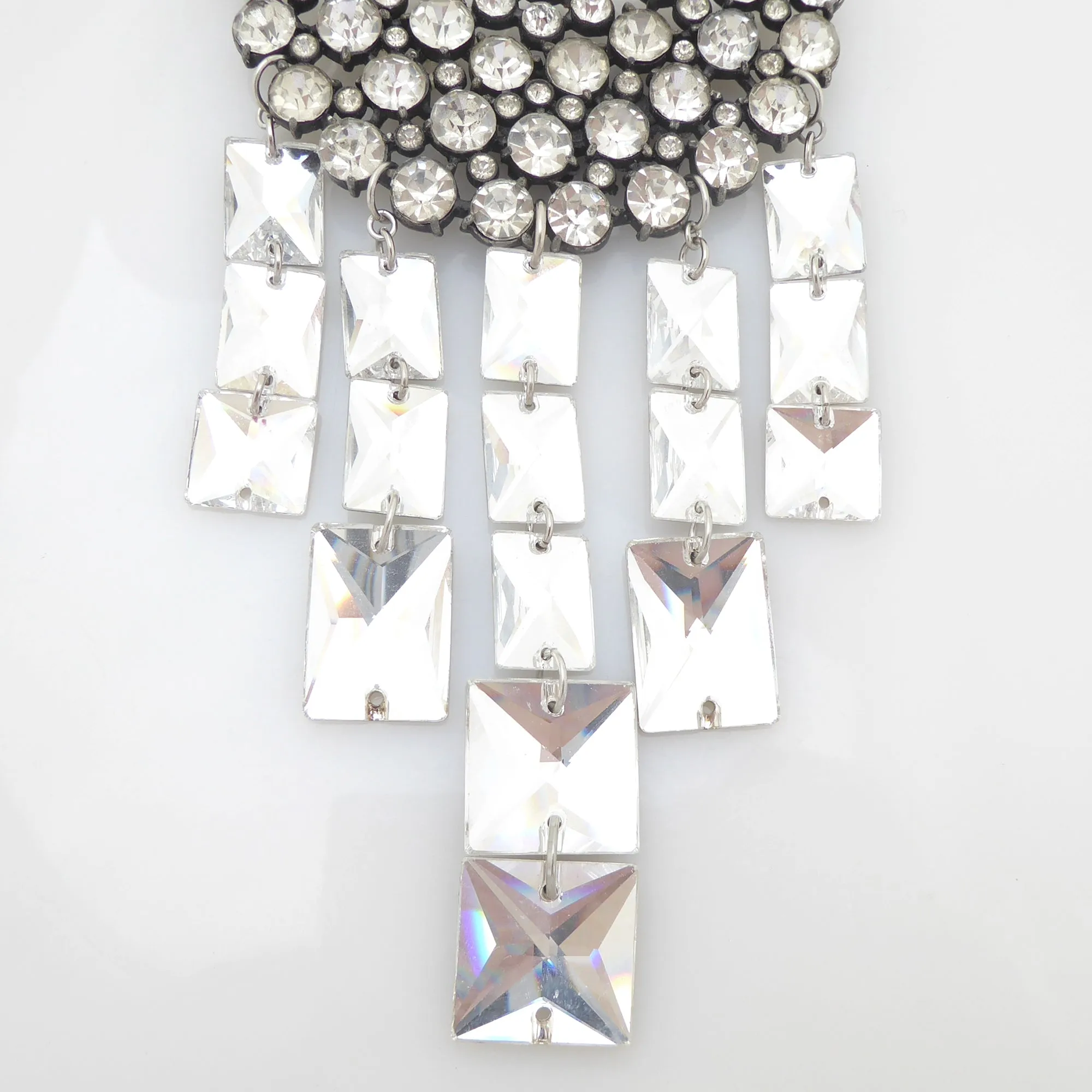 Rhinestone moon cluster necklace