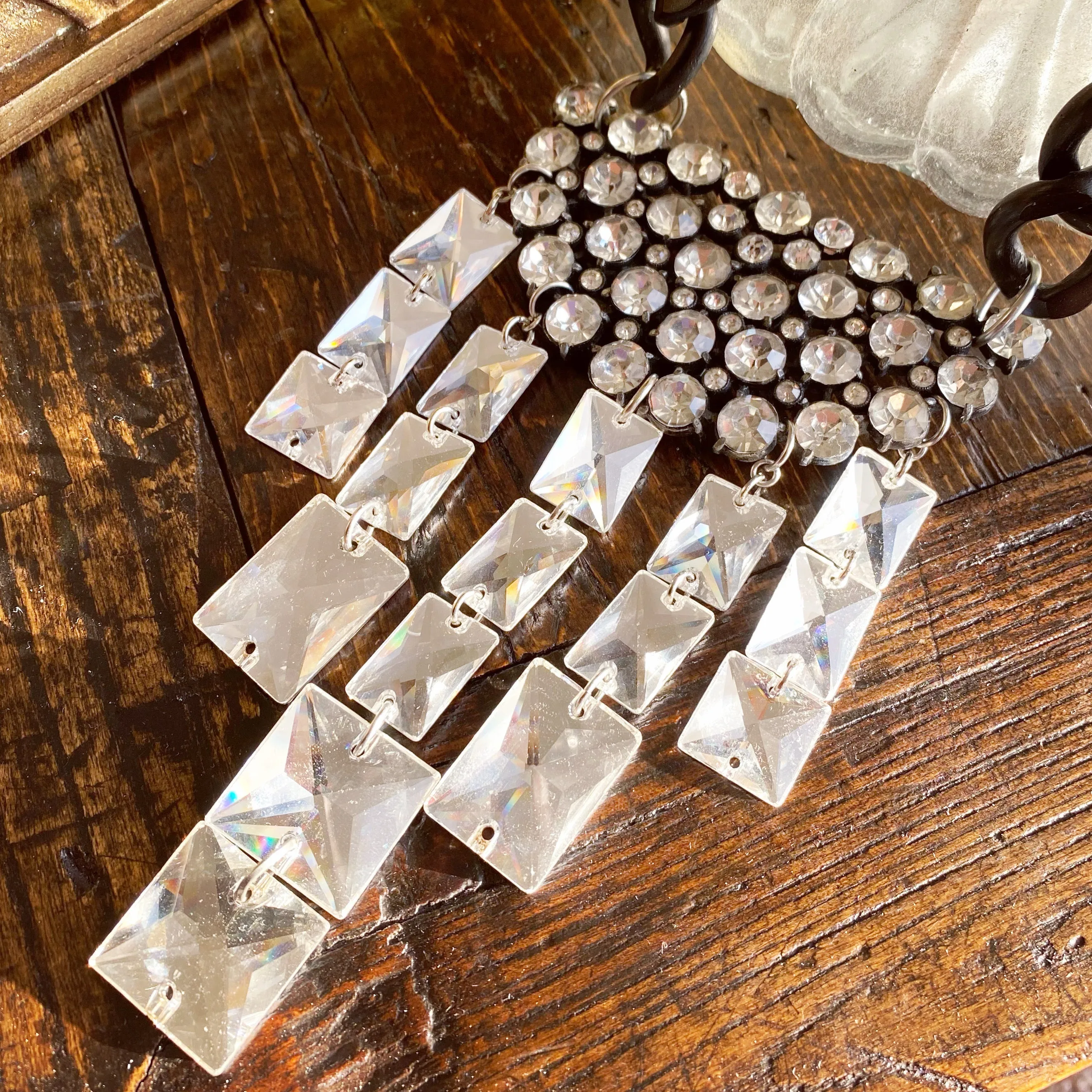 Rhinestone moon cluster necklace