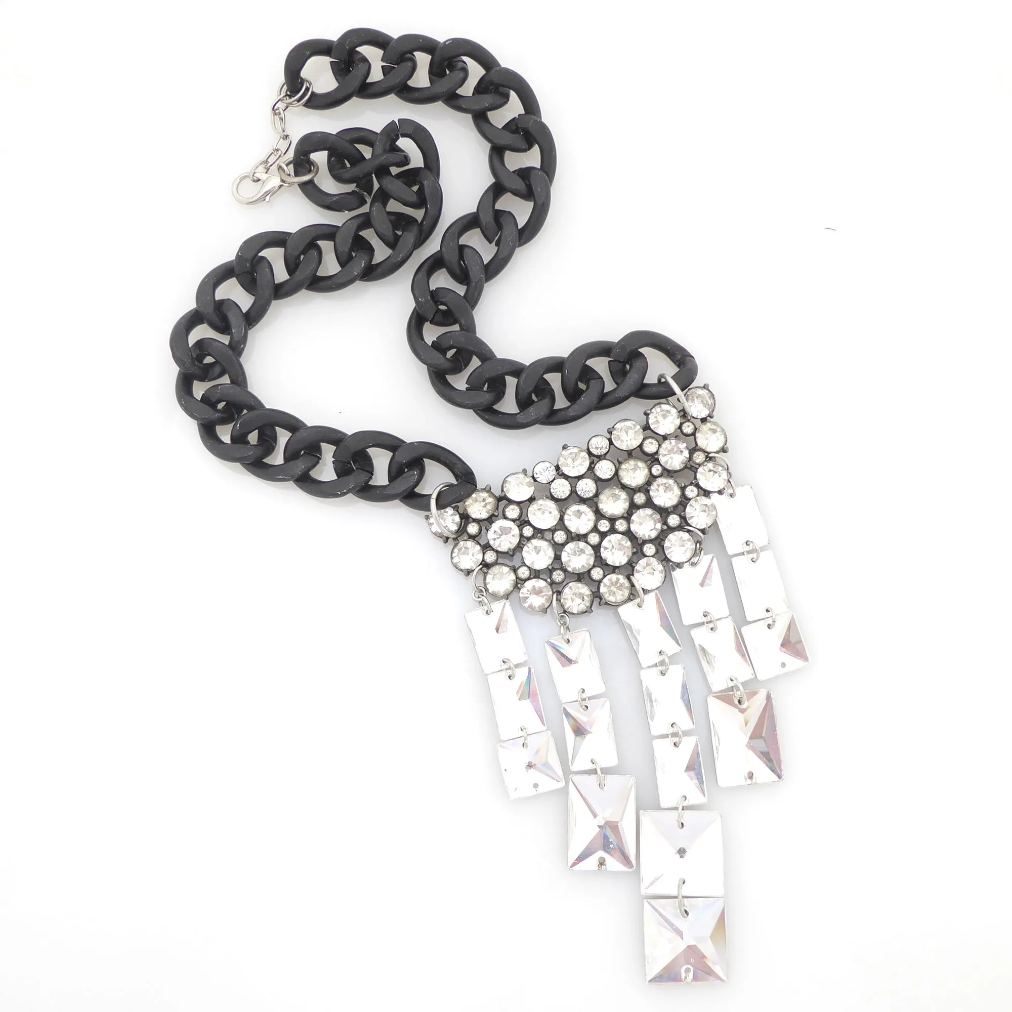 Rhinestone moon cluster necklace