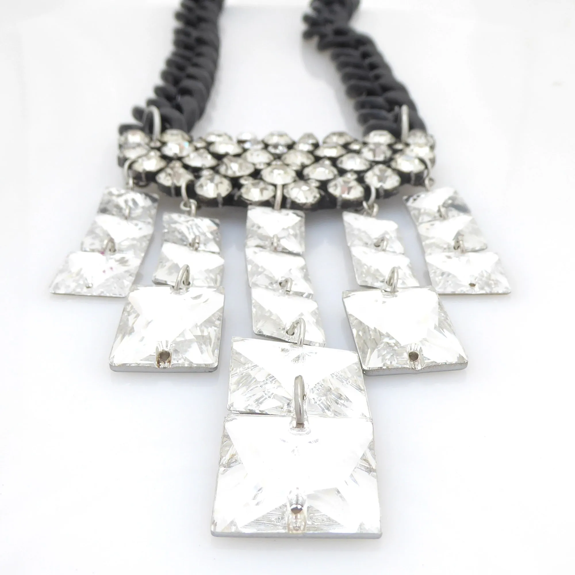 Rhinestone moon cluster necklace
