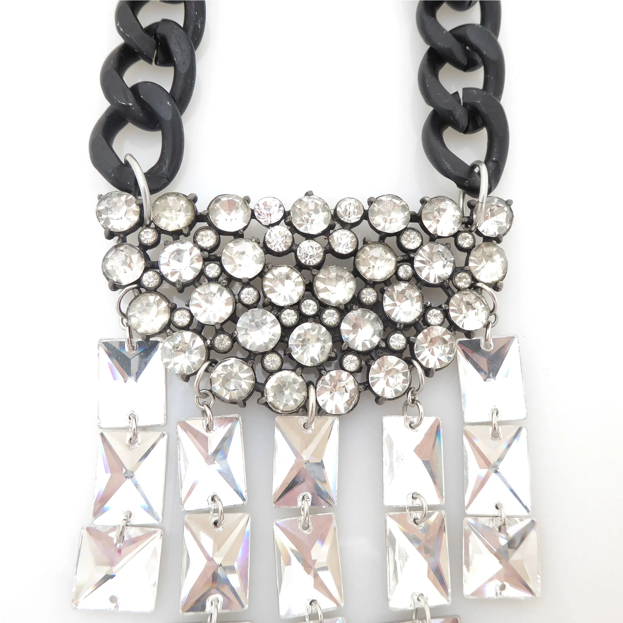 Rhinestone moon cluster necklace