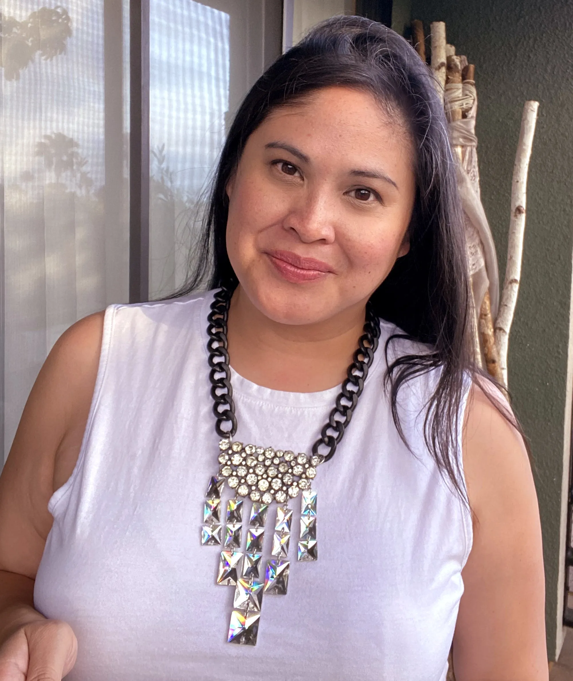 Rhinestone moon cluster necklace