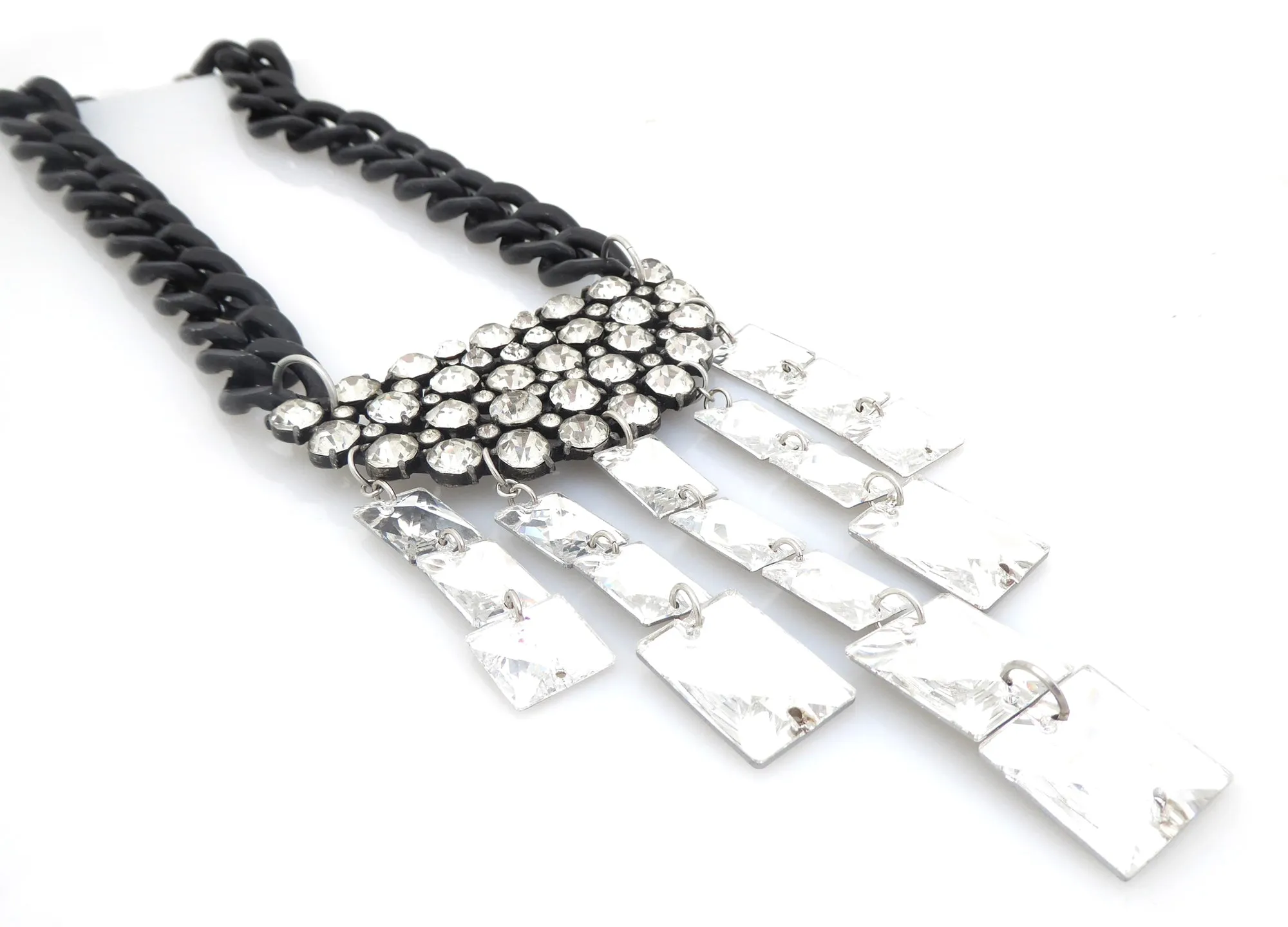 Rhinestone moon cluster necklace