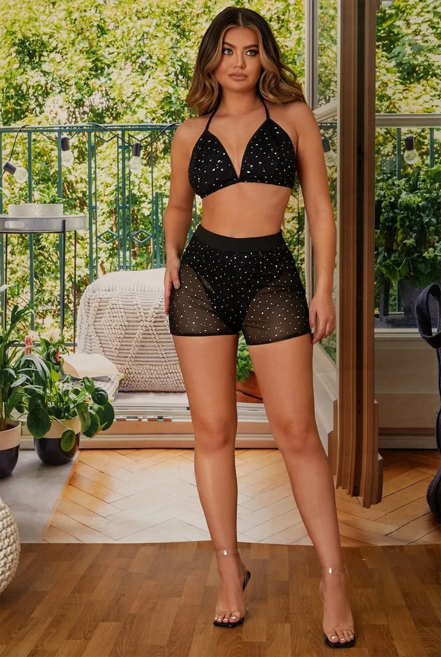 Rhinestone Pant and Top Shorts