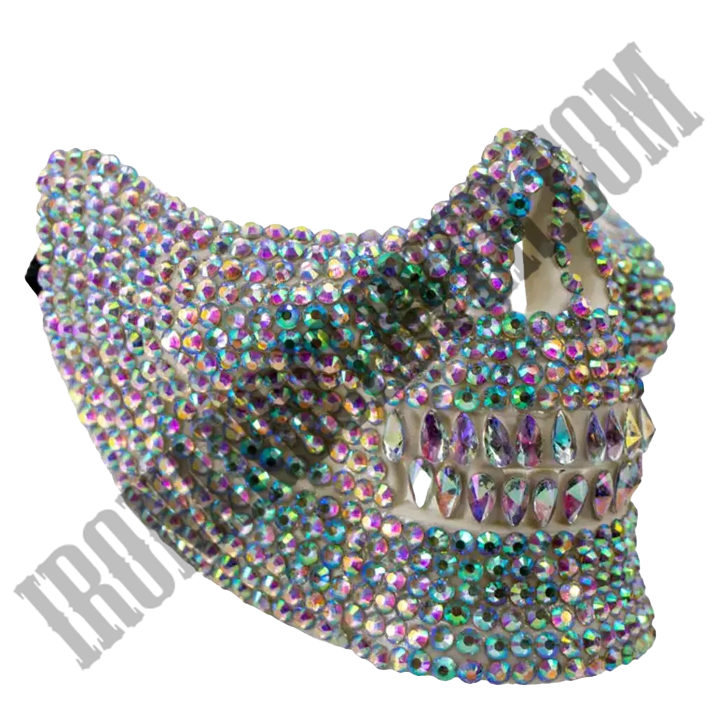 Rhinestone Skull Mask in Iridescent