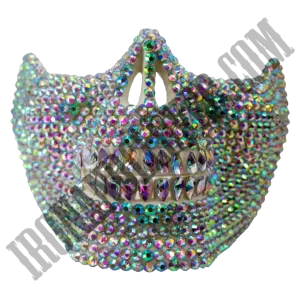 Rhinestone Skull Mask in Iridescent