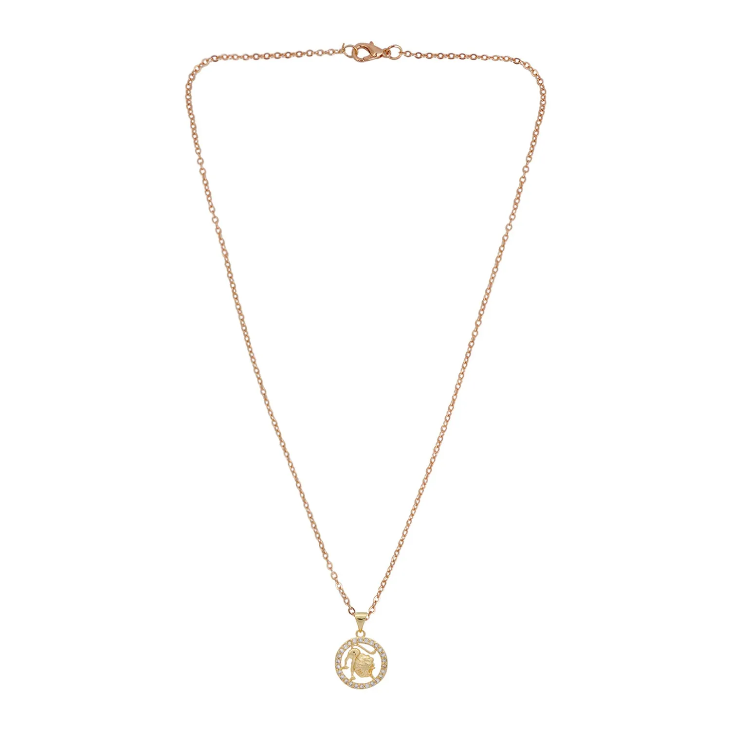 Rhinestone Studded Leo Zodiac Necklace