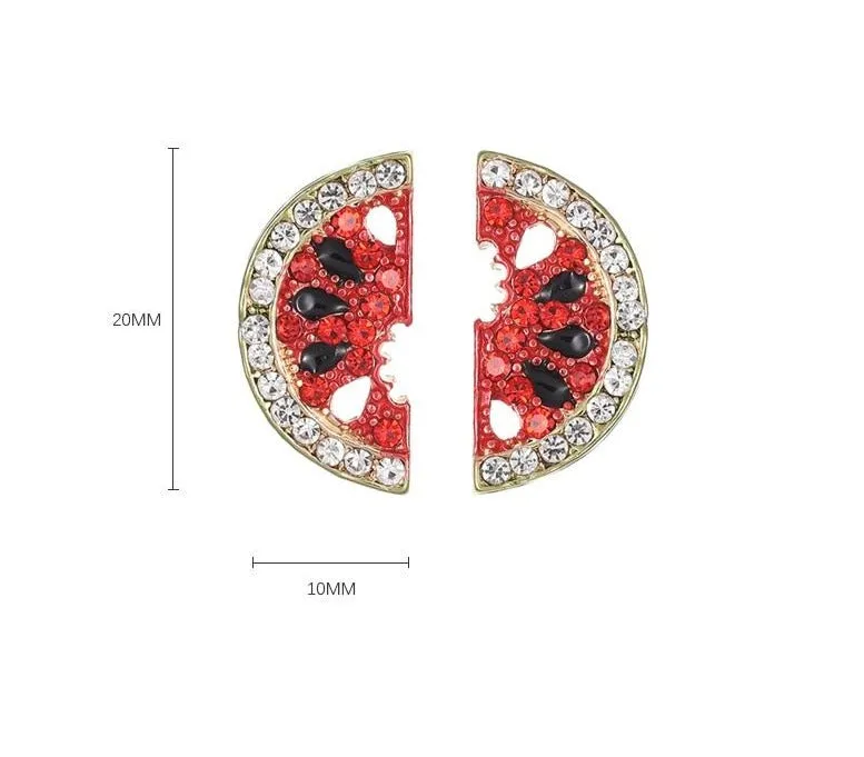 Rhinestone Watermelon Earrings Studs
