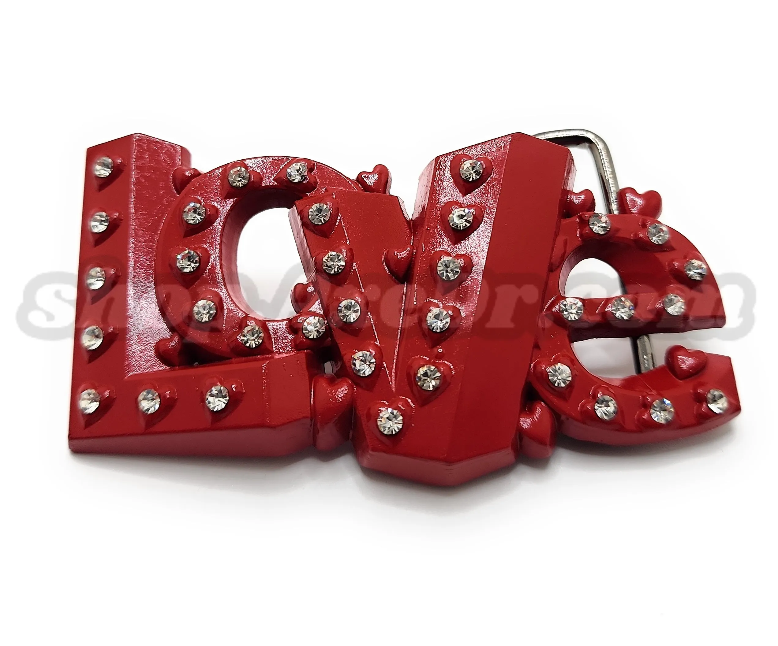 Rhinestones LOVE Belt Buckle