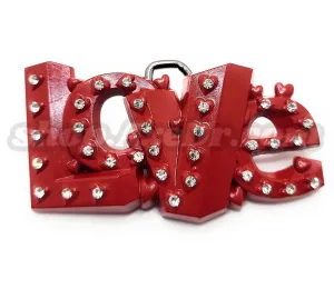 Rhinestones LOVE Belt Buckle