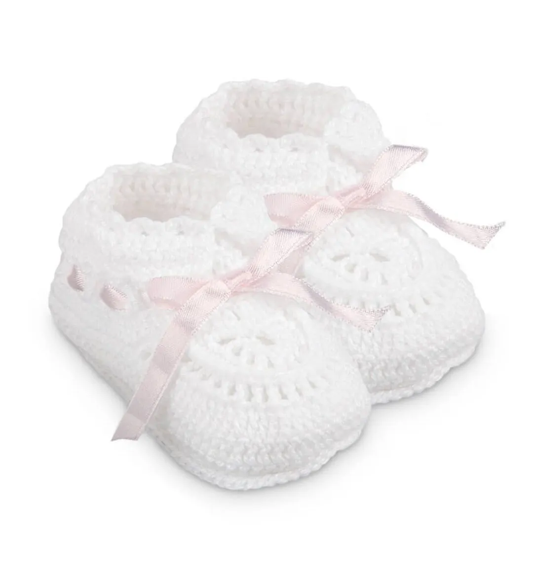Ribbon Booties - White/Pink